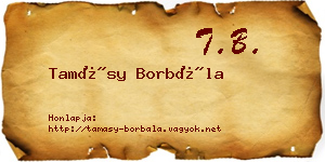 Tamásy Borbála névjegykártya